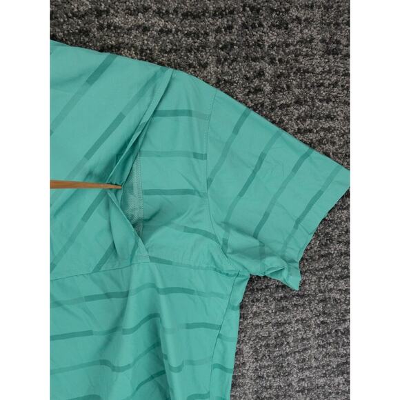 Columbia Shirt Mens XL Green Striped Short Sleeve Vented Omni Shade Outdoors - Picture 12 of 12